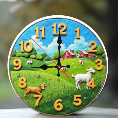 horloge de scène de ferme campagne rustique chèvre mouton