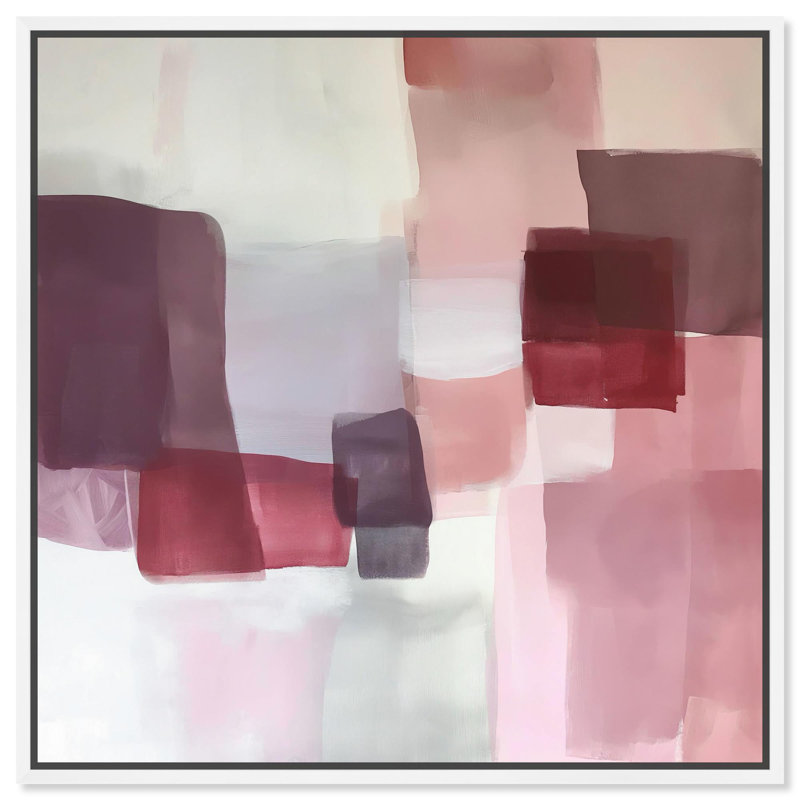 Motif de rubis sur toile blanche, art abstrait Boho par Art Remedy, H 13 po x l 13 po x P 1,8 po, Cadre flottant blanc