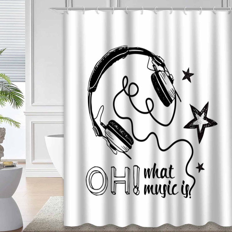 Rideau de douche monochrome avec 12 crochets, L 72 po x l 84 po