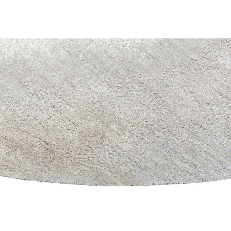 Handmade Silk and Wool Area Rug, Round 6'