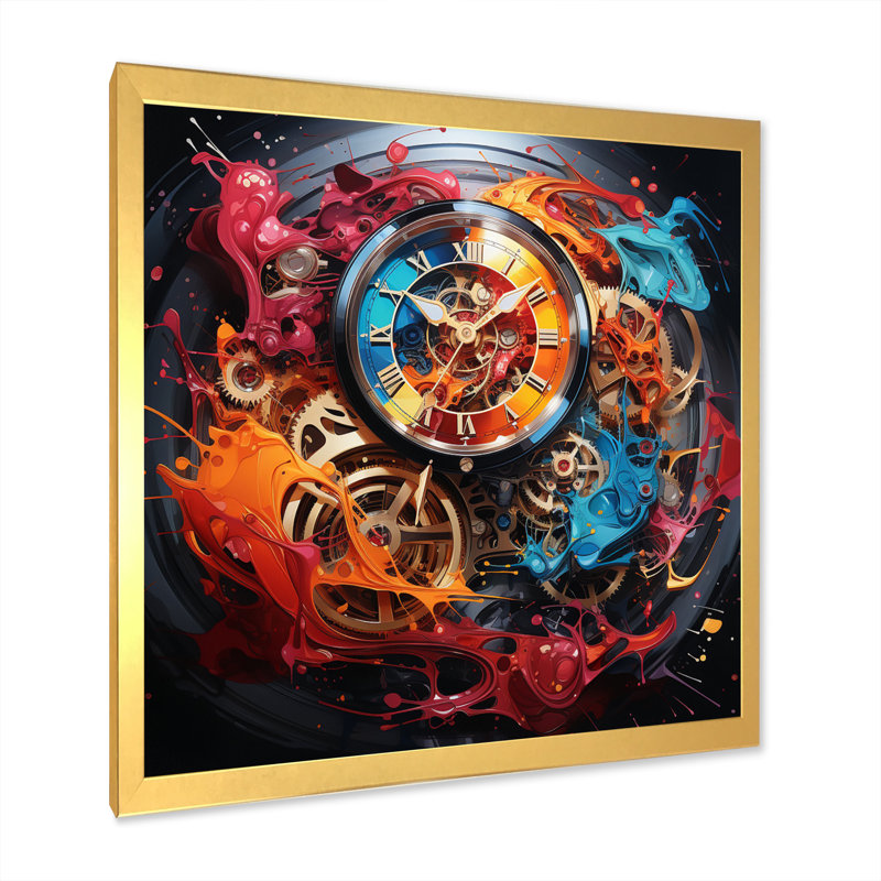 Collages abstraits de montres II - décoration murale tendance, H 24 po x l 24 po x P 1 po, Cadre doré à une seule photo