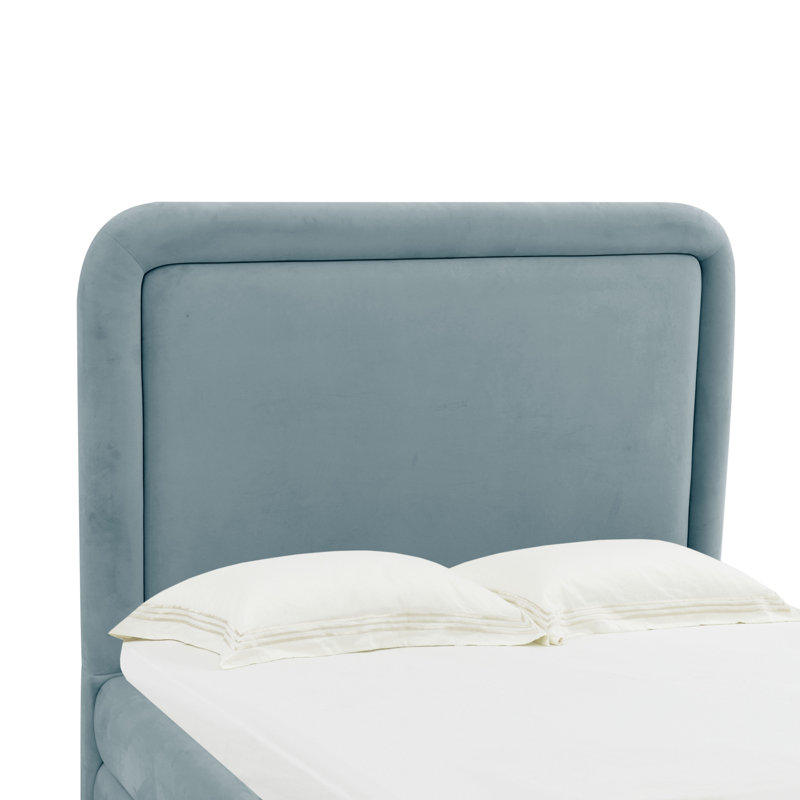 Upholstered Platform Bed, King, Bluestone