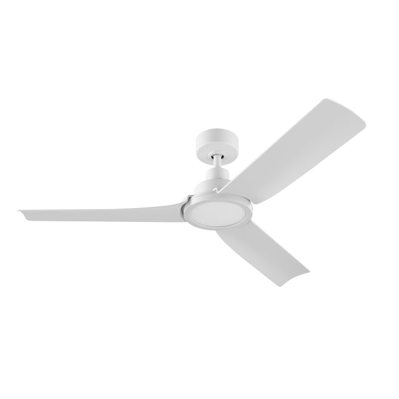 Ventilateur de plafond blanc mat à 3 pales de 52 po avec télécommande, ensemble d'éclairage à DEL à intensité variable et moteur réversible Woolbright
