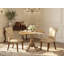 L'ensemble de mobilier de salle à manger 3 pièces comprend une table de salle à manger ronde avec Dropleaf et 2 chaises Parson rembourrées en tissu de lin, blanc lin-742899266-742899270