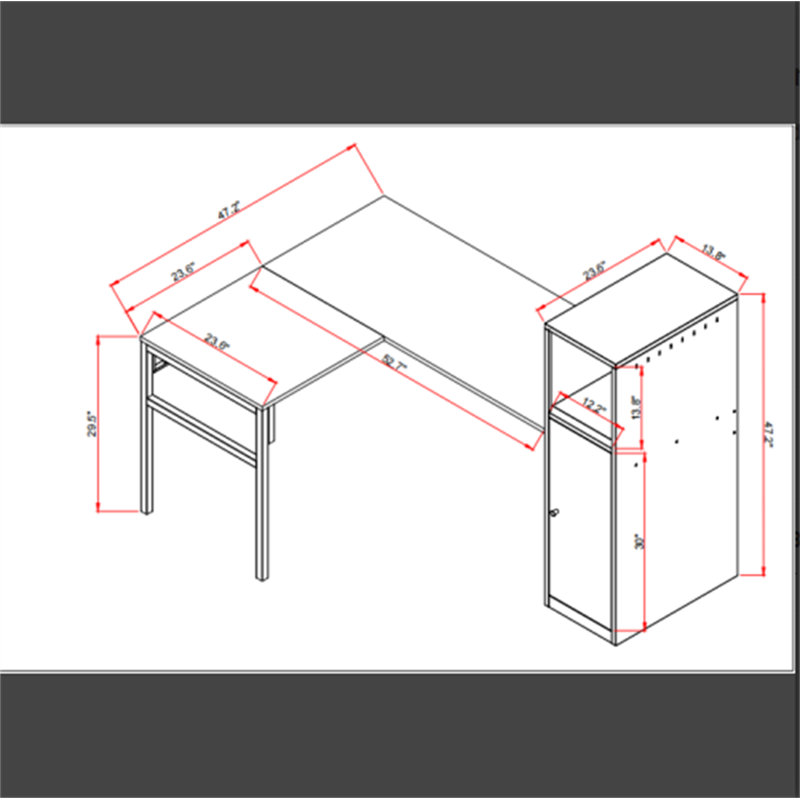 Bureau en L, Beige / Blanc