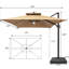 154'' X 116'' Rectangular Outdoor Solar Led Cantilever Patio Umbrella, Counter Weights Included-795541431