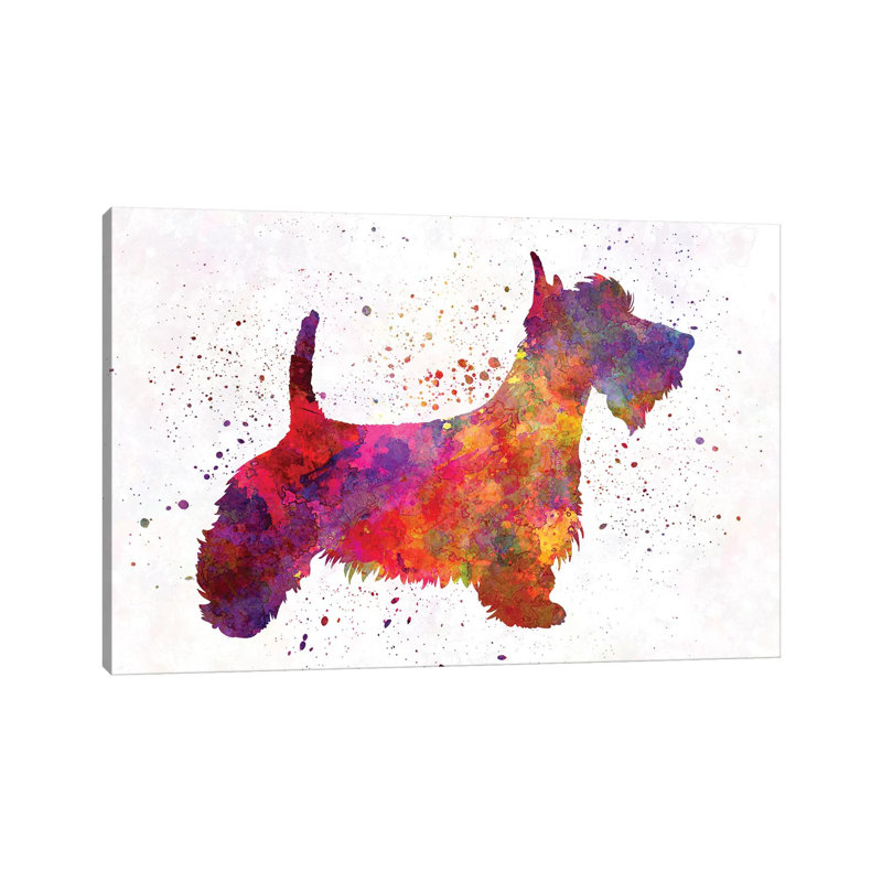 Scottish Terrier In Watercolour by Paul Rommer - Wrapped Canvas Painting, 20.32cm H x 30.48cm W x 1.91cm D