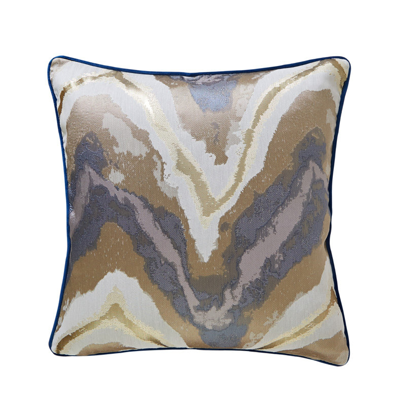 Housse de coussin réversible Abstract, H 20 po x l 20 po, Bleu marine / blanc abstrait