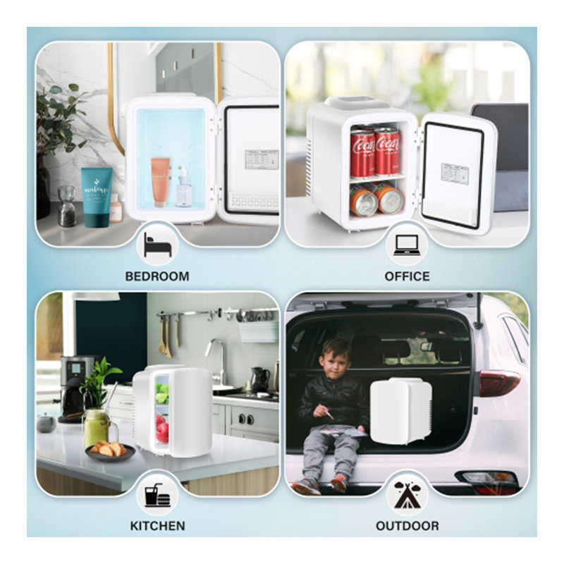 Le mini réfrigérateur, le réfrigérateur portatif 4L / 6 canettes et le petit réfrigérateur sans fréon offrent un rangement compact pour les soins de la peau, les boissons, les aliments et les cosmétiques