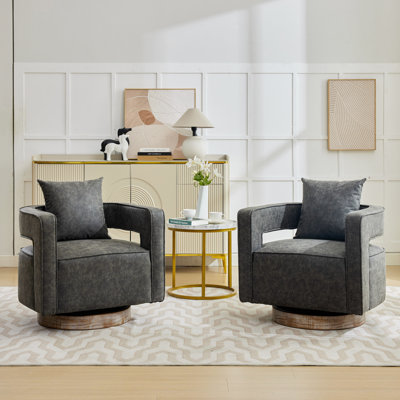 Chicopee 29.2" Wide Swivel Barrel Chair (Set of 2)