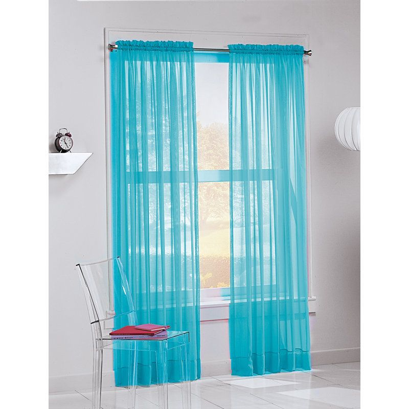 Sheer Rod Pocket Curtain Panel - Basics by Wayfair™, 59" W x 63" L, Sky