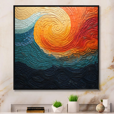 Teal Orange Op Art Rhythmic Illusion III - Abstract Wall Art Prints