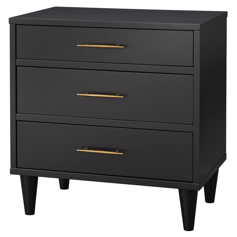 Afrida 3 Drawer Nightstand, Black