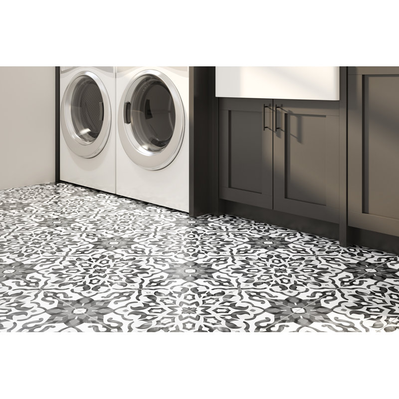 Villa Azul 9.8125 in. x 9.8125 in. Glazed Porcelain Tile, Black