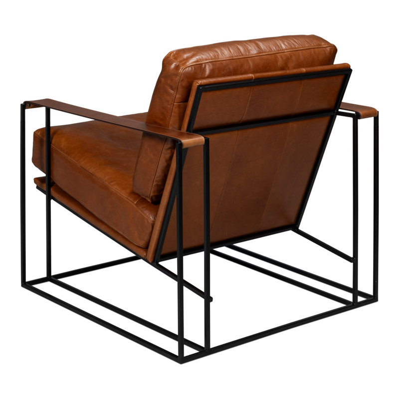 Oryan Club Chair, Brown Genuine Leather