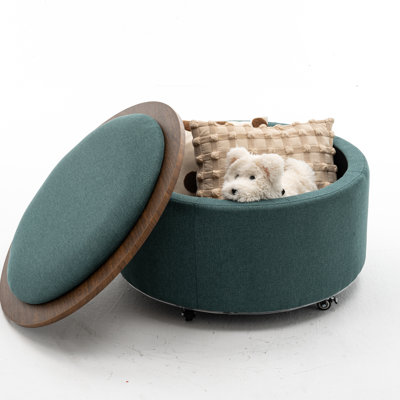 Large Round Storage Ottoman, Drum Coffee Table
