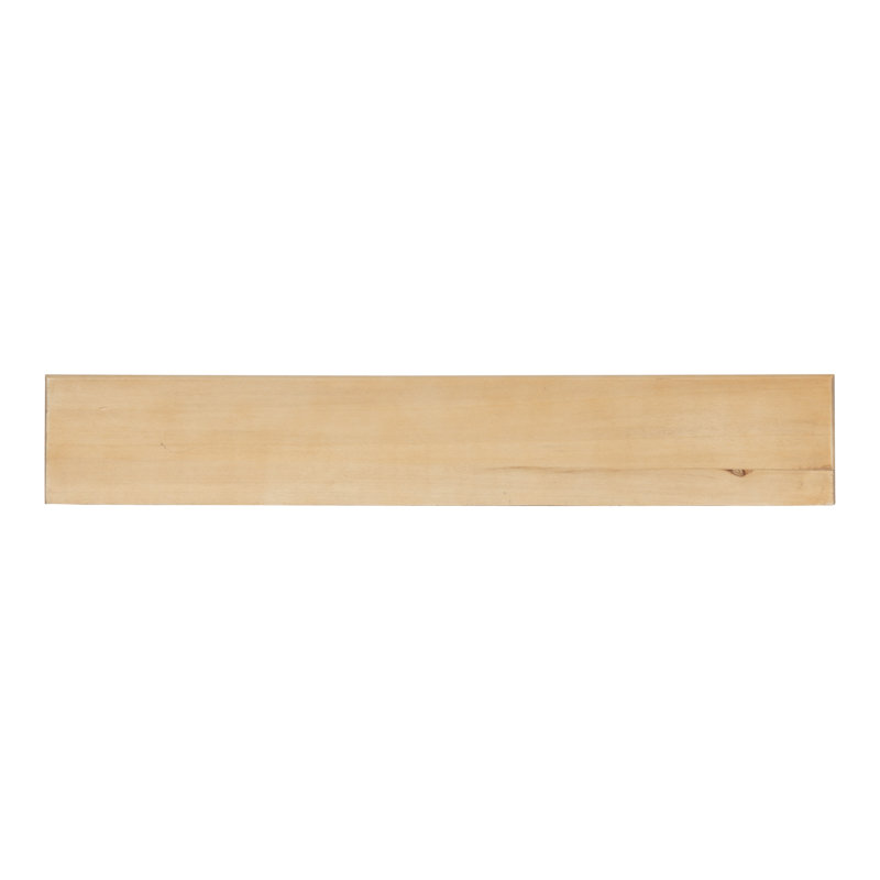 Shea Poplar Solid Wood Floating Shelf with Hooks, Natural