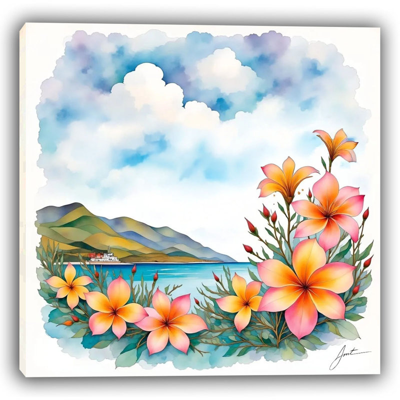 «Tropical Bloom Escape», art mural sur toile tendue, H 12 po x l 12 po x P 1 po