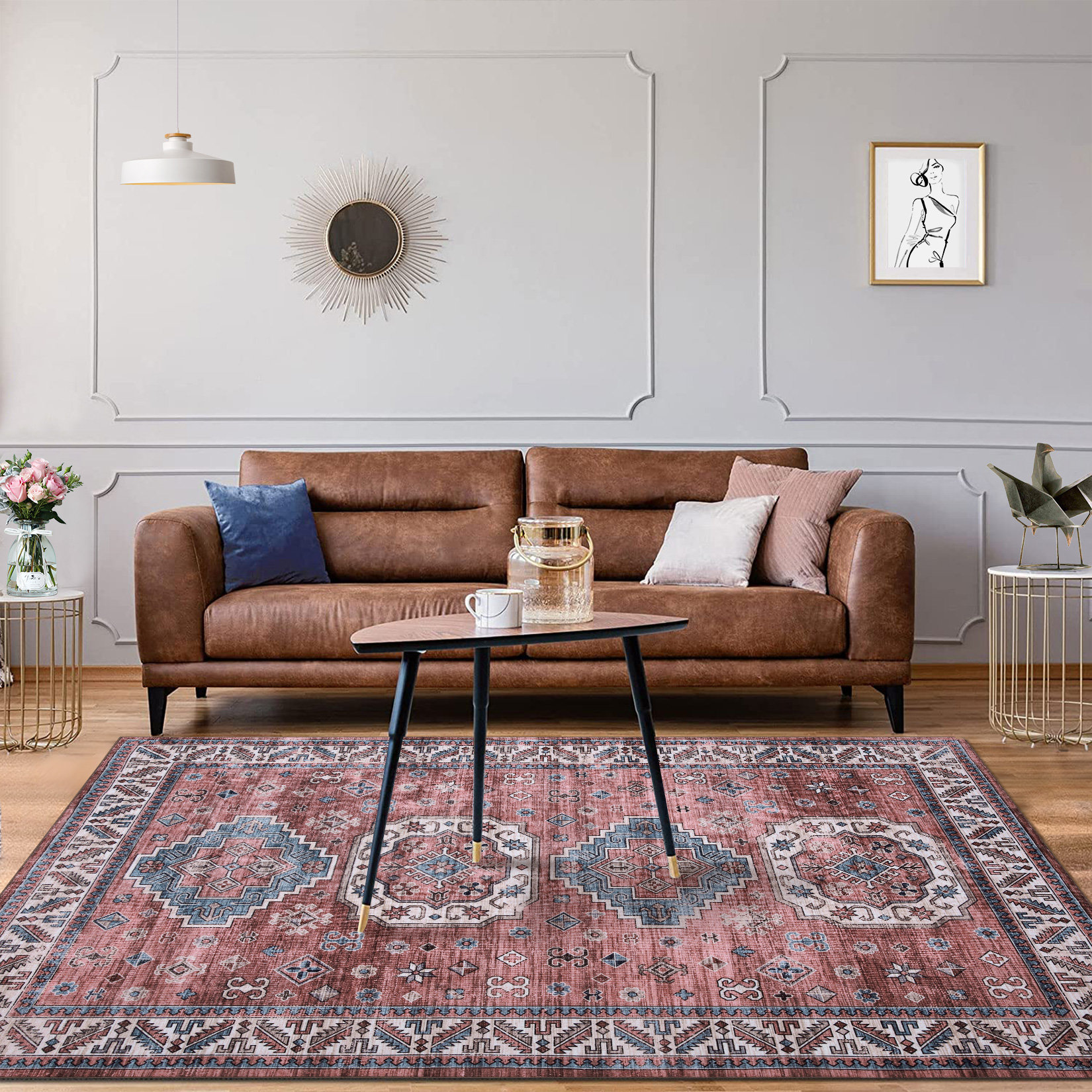 NANAN Machine Woven Rectangle 8' x 10' Polyester Area Rug in Pink | Wayfair