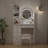 Vanity Set with LED Lighted Mirror and Stool, Adjustable 3-Color Lighting Makeup Vanity Desk with Storage for Bedroom-1289281539