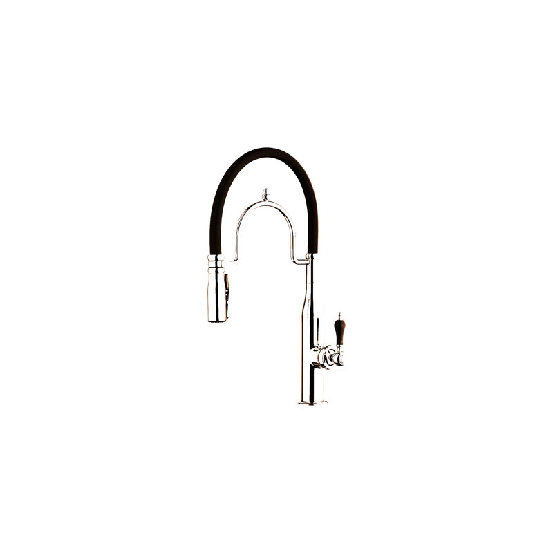 Robinet rétractable à poignée simple Botticelli avec bec en silicone et pulvérisateur, Brushed Nickel