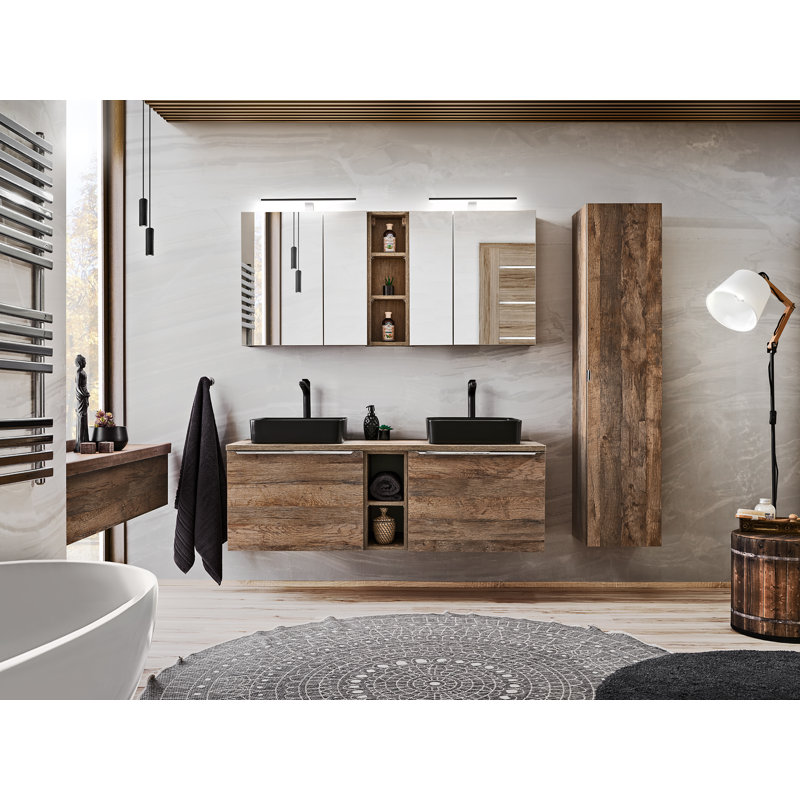 Hesper 80cm Single Bathroom Vanity Base Only, Vintage Oak