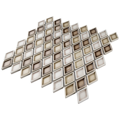 Carreau de mosaïque géométrique en porcelaine lustrée à la main 11,82 po x 11,93 po