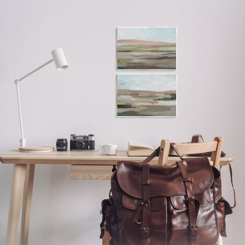«Neutral Abstract Landscape», ensemble de 2 plaques murales par Ethan Harper