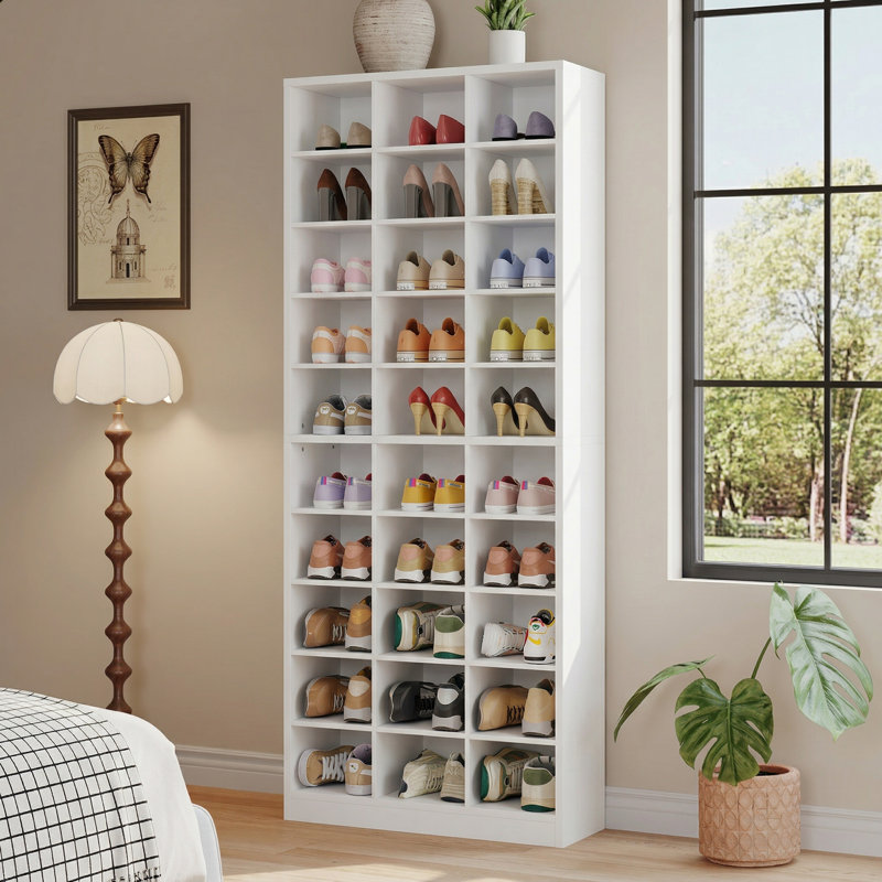 30 Pair Shoe Storage Cabinet, White