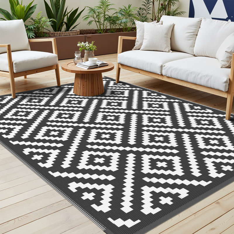 Shimeek Reversible OutdoorMat, Waterproof Plastic Outdoor Mat, Rectangle 9' x 18'