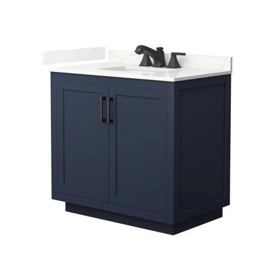 Ensemble de meuble-lavabo simple 36 po avec plateau en quartz Miranda