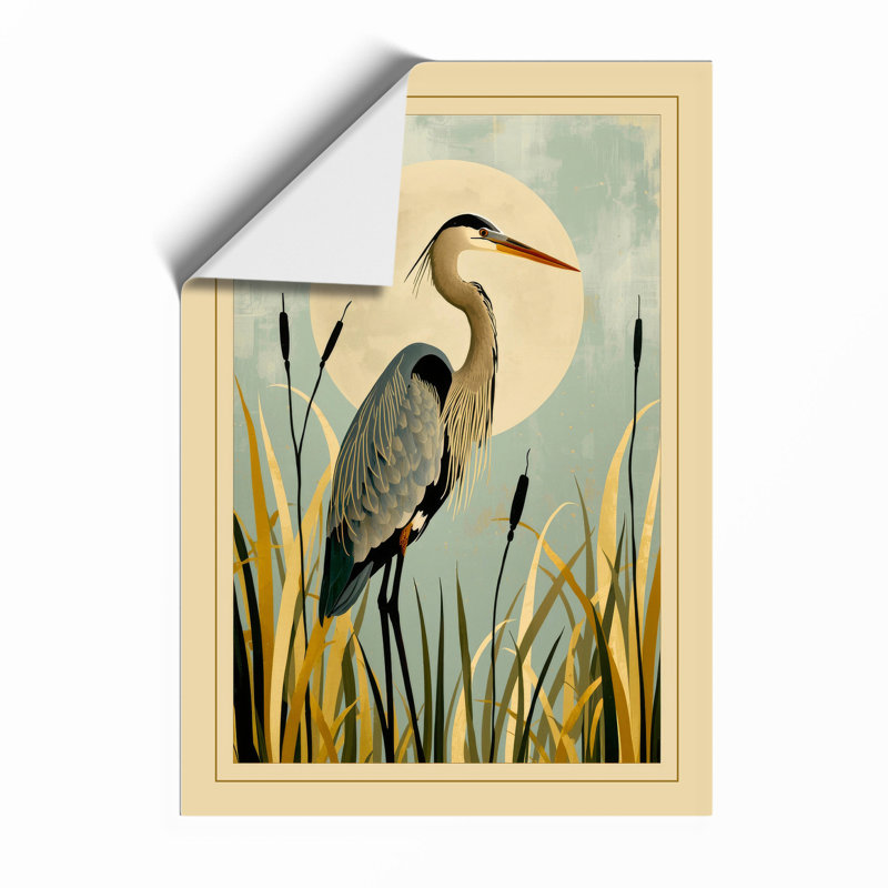 Heron in Marsh Coastal - Framed Print, A4 - 29.7 x 21.0 cm, Unframed