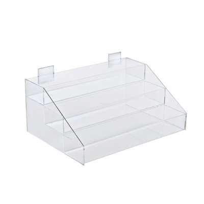 Three-Tier Shelf Counter Step Display, 16" wide