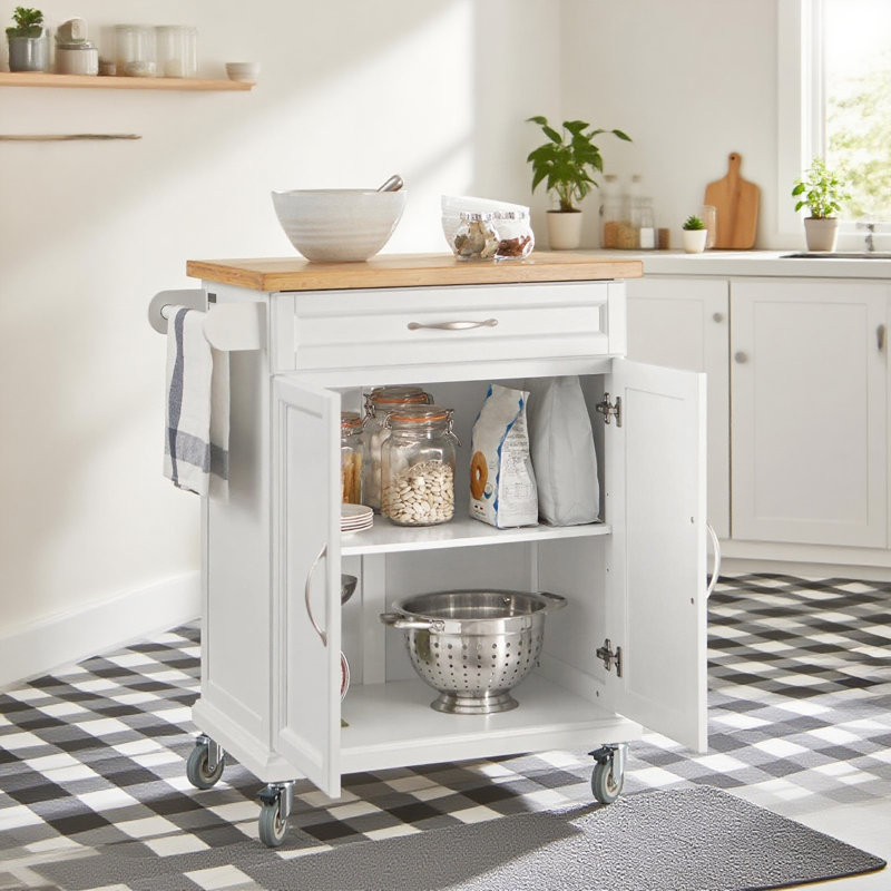 Penn 74 cm W Kitchen Cart with Solid Wood Top