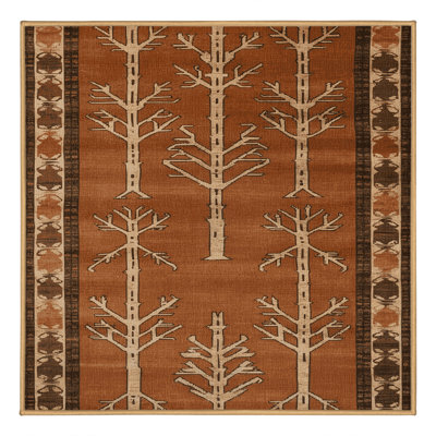 Tapis botanique brun lavable à la machine