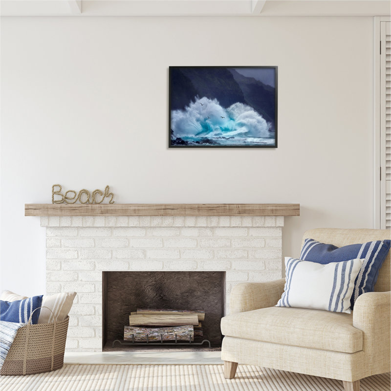 «Tsunami Waves Landscape» par Dennis Frates, H 24 po x l 30 po x P 1,5 po, Giclée encadrée noir minuit