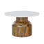Table basse 33 po avec plateau en marbre blanc et base en bois de manguier plissé