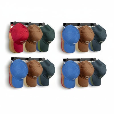 Ensemble de 4 supports à chapeaux muraux, 36 capuchons, 3 options de fixation, rangement solide