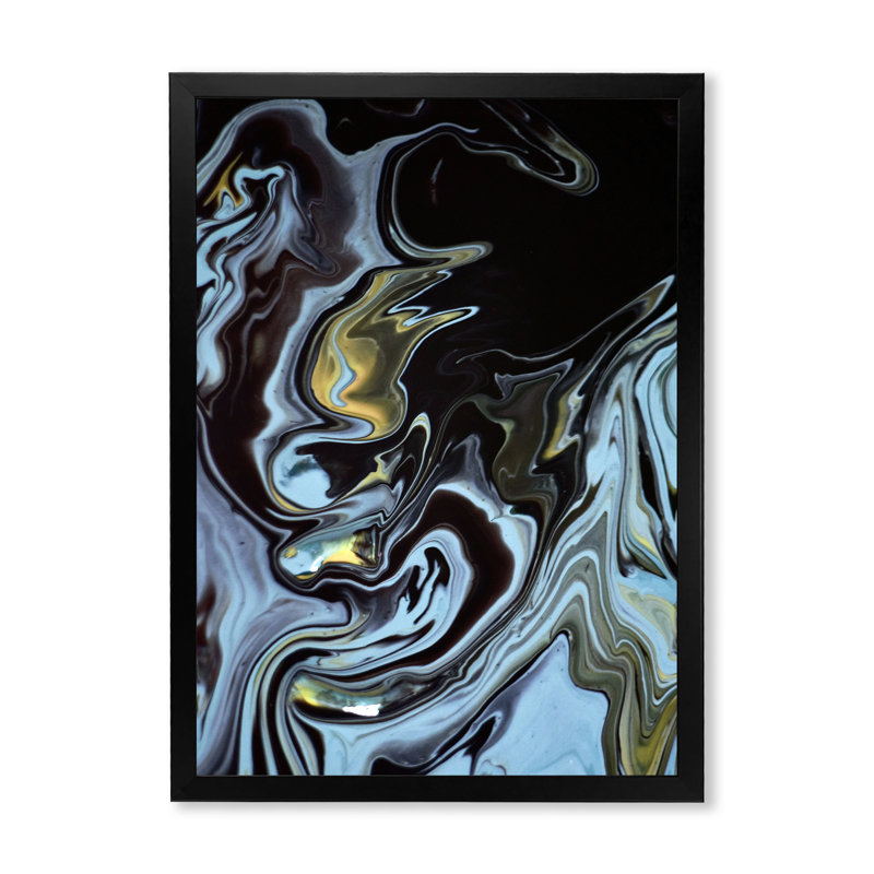 «Colorful Colorful Mixed Abstract Fluide», art mural moderne sur toile, Cadre photo noir, H 20 po x l 12 po x P 1 po