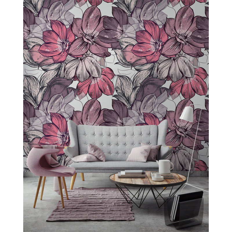 Papier peint amovible à motif floral Magnolia, 105.96" L x 187" W
