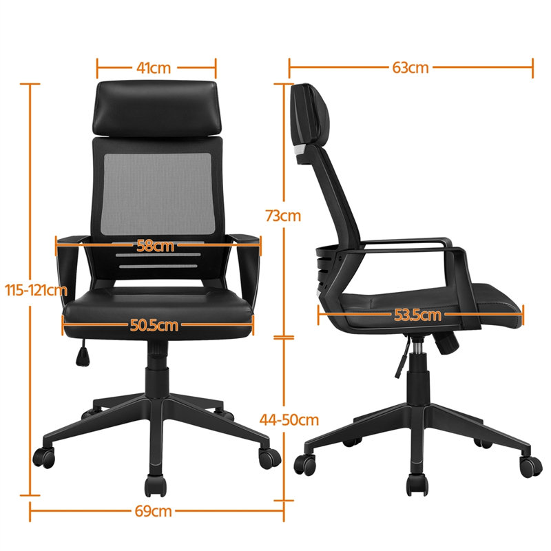 Desk Chair with Headrest, Black