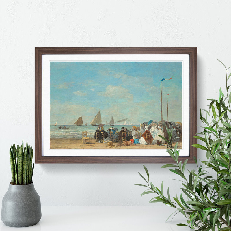 Beach at Trouville Vol.3 by Eugene Boudin - Picture Frame Painting, 27cm H x 36cm W x 2cm D, Walnut Framed