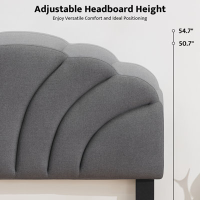 Flower-Shaped Upholstered Headboard with Adjustable Height & Width