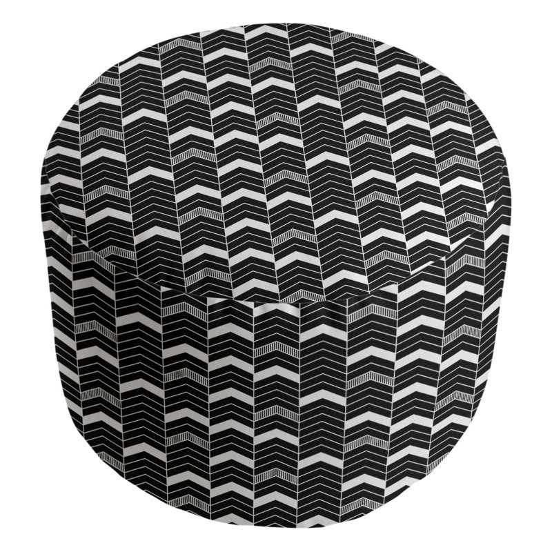 Upholstered Pouf, Light Black