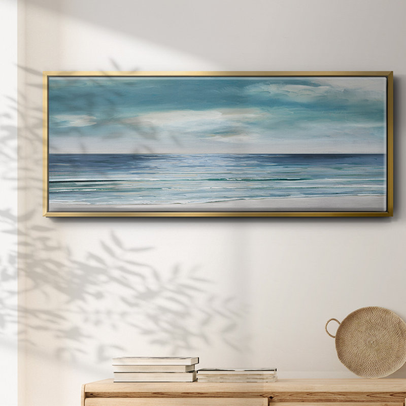 Blue Silver Shore- Framed Canvas, 8" H x 20" W