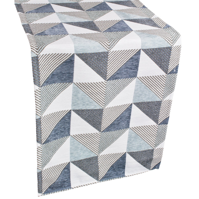 Julliet Blue & Gray Chenille Table Runner (16"x34")
