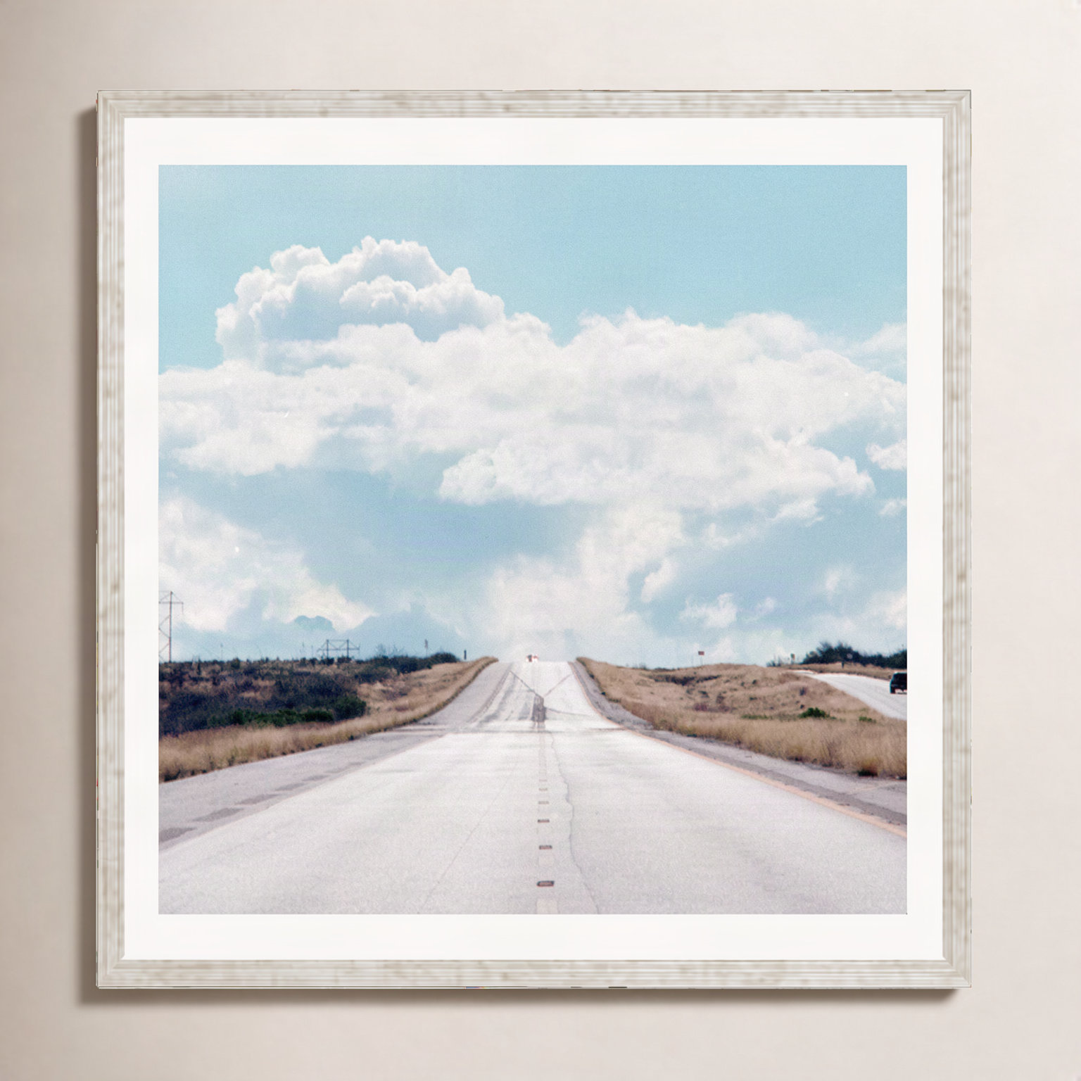 Urbino "The Travelers Road and Clouds" Print, 12" H x 12" W x 0.75" D, Silver Single Picture Framed, Yes