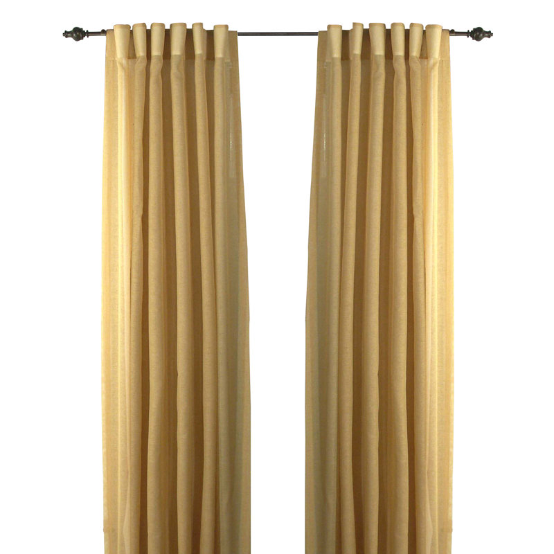Aonan Solid Semi-Sheer Wanda Pleat Curtain Panels, Butterscotch, 52" W x 84" L