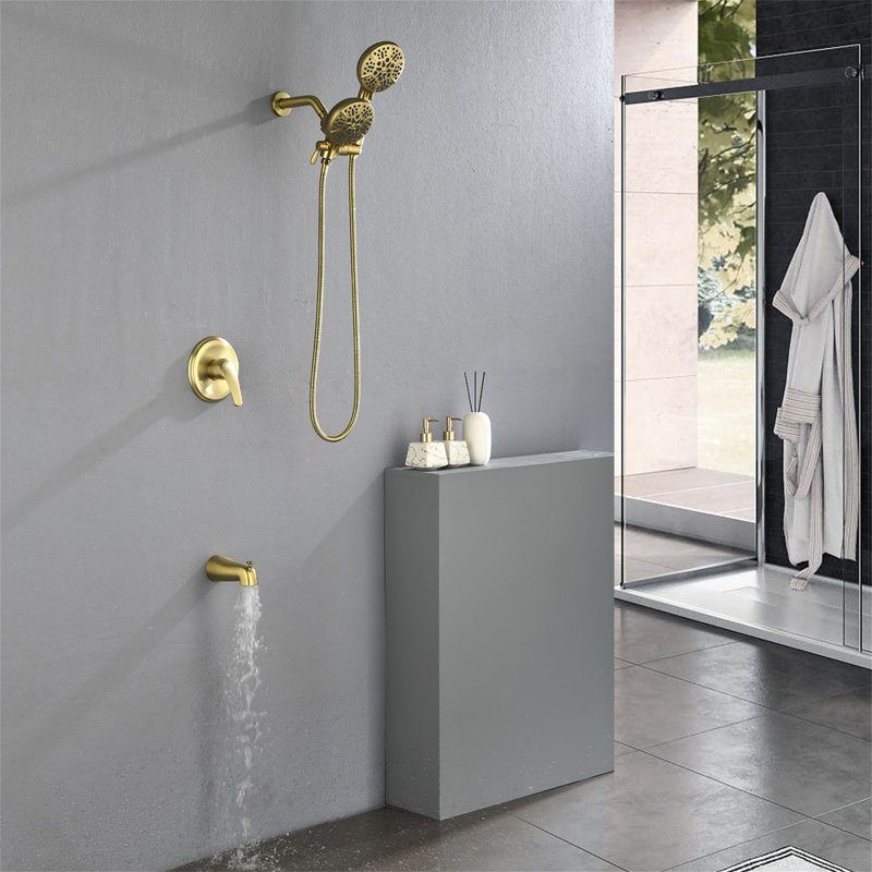 All-In-One Kit with Rough in-Valve, Brushed Gold