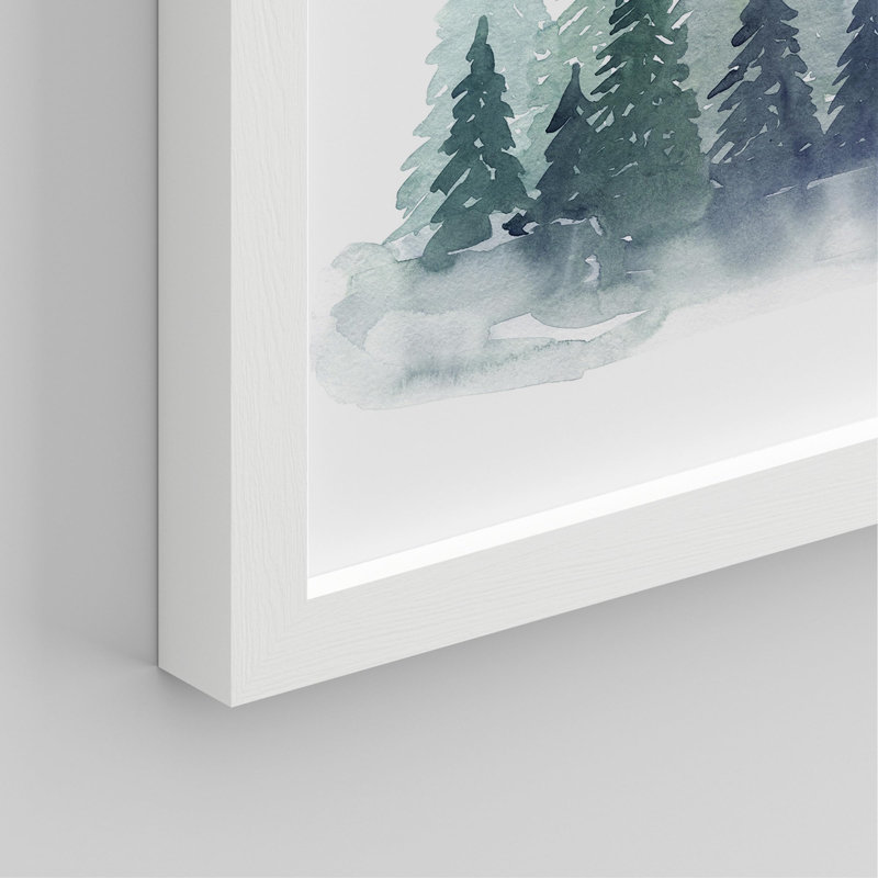 «Pastel Christmas Reindeer Deer Moose Forest», reproduction d'art encadrée sur papier 4 pièces, Blanc, H 14 po x l 11 po